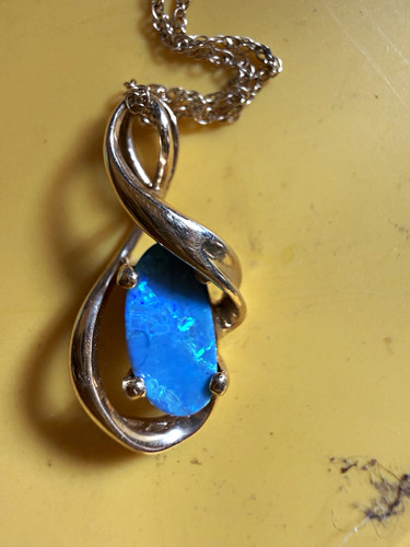 14k gelbgold blau oval opal - gelbgold,