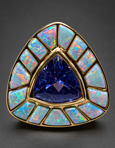 18k gelbgold tansanit opal - gelbgold, &
