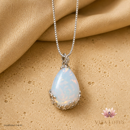 Weißer opal kette - kette, tropfen