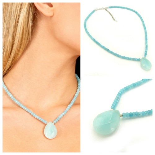 Aquamarin halskette blau - aquamarin,