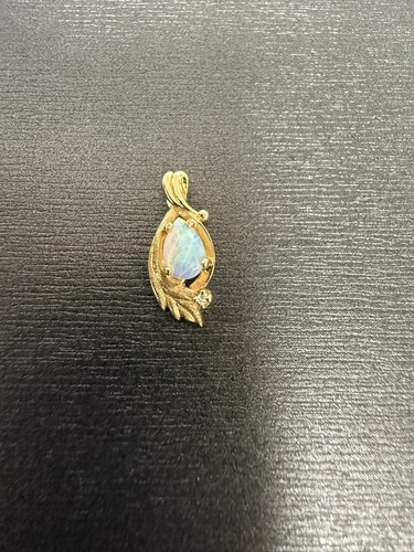 14k echt gelbgold blatt opal - echt,