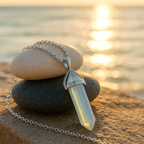 Halskette mit opal anhänger - halskette,