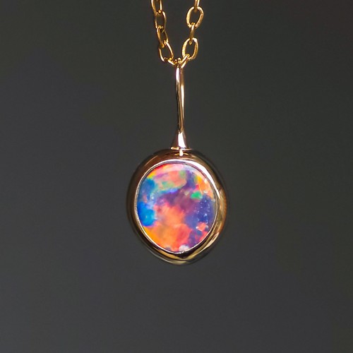 14k gold opal doublet pendant - doublet,