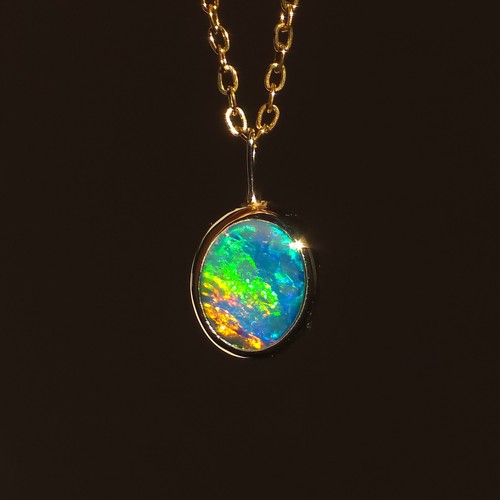 14k gold opal - opal, pendant