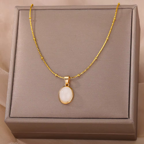 Halskette edelstahl opal - halskette,
